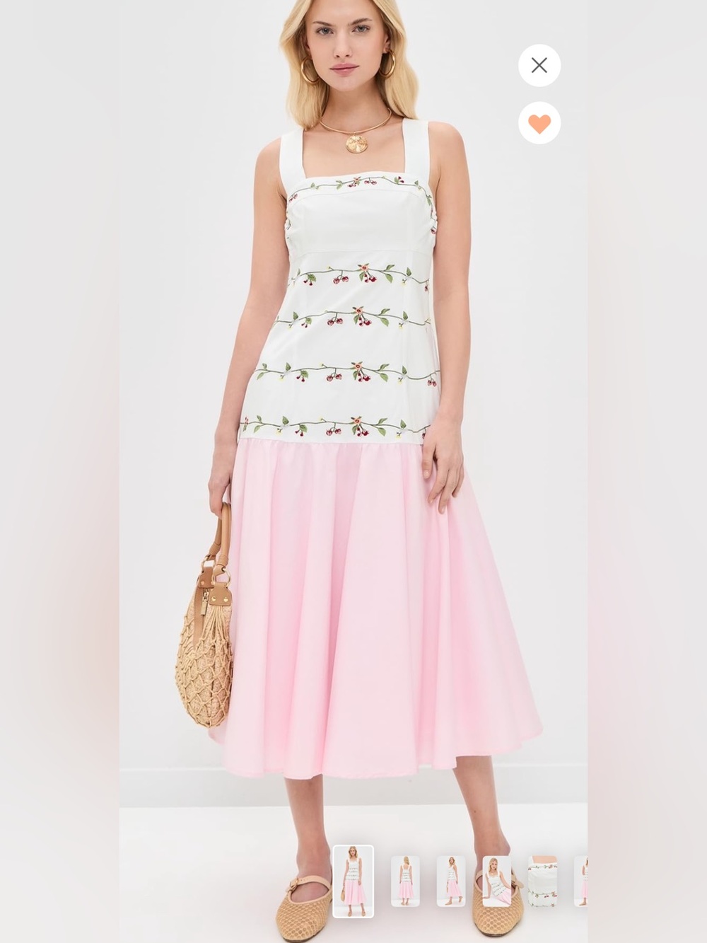 Fanm Mon Brand New without Tags! White & Light Pink Floral Embroidered Dress